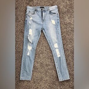 Empyre Men’s Light Wash Distressed Skinny Jeans Size 34